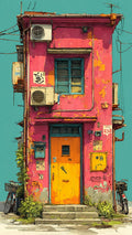 Urban Pulse – Vibrant Street House Artwork